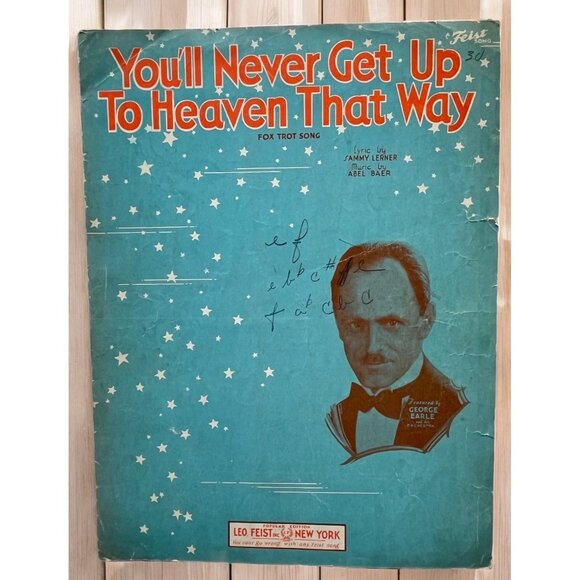 Youll Never Get Up To Heaven That Way 1933 Vtg Sheet Music Fox Trot Sammy Lerner - Picture 1 of 6